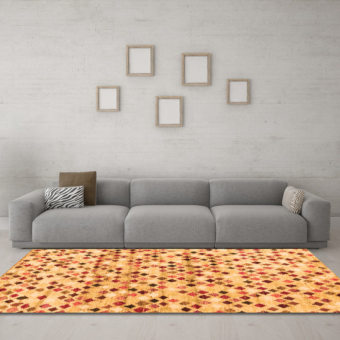 Machine Washable Abstract Orange Contemporary Area Rugs in a Living Room, wshcon706org