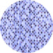 Round Machine Washable Abstract Blue Contemporary Rug, wshcon706blu