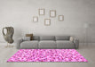 Machine Washable Abstract Pink Contemporary Rug in a Living Room, wshcon706pnk