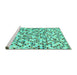 Sideview of Machine Washable Abstract Turquoise Contemporary Area Rugs, wshcon706turq