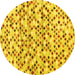 Round Abstract Yellow Contemporary Rug, con706yw