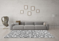 Machine Washable Abstract Gray Contemporary Rug, wshcon706gry