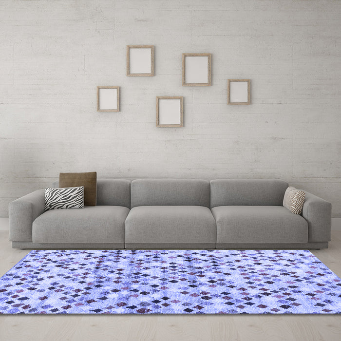 Machine Washable Abstract Blue Contemporary Rug in a Living Room, wshcon706blu