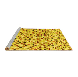 Sideview of Machine Washable Abstract Yellow Contemporary Rug, wshcon706yw