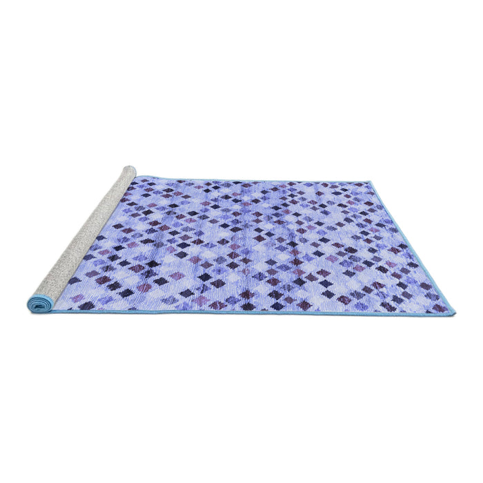 Sideview of Machine Washable Abstract Blue Contemporary Rug, wshcon706blu