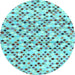 Round Abstract Light Blue Contemporary Rug, con706lblu