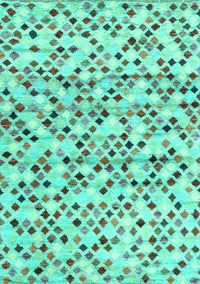 Abstract Turquoise Contemporary Rug, con706turq