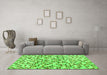 Machine Washable Abstract Green Contemporary Area Rugs in a Living Room,, wshcon706grn