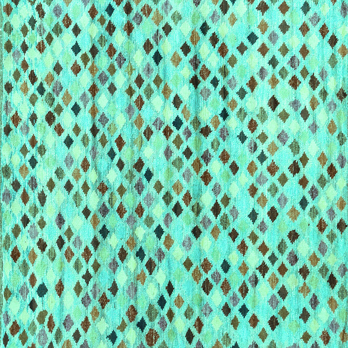 Square Machine Washable Abstract Turquoise Contemporary Area Rugs, wshcon706turq