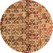 Round Machine Washable Abstract Brown Contemporary Rug, wshcon707brn