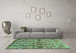 Machine Washable Abstract Turquoise Contemporary Area Rugs in a Living Room,, wshcon707turq