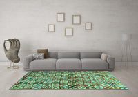 Machine Washable Abstract Turquoise Contemporary Rug, wshcon707turq