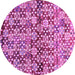 Round Machine Washable Abstract Purple Contemporary Area Rugs, wshcon707pur