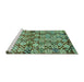 Sideview of Machine Washable Abstract Turquoise Contemporary Area Rugs, wshcon707turq