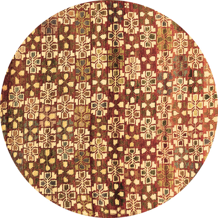Round Abstract Brown Contemporary Rug, con707brn