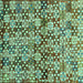 Square Machine Washable Abstract Turquoise Contemporary Area Rugs, wshcon707turq