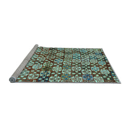 Sideview of Machine Washable Abstract Light Blue Contemporary Rug, wshcon707lblu