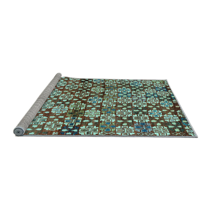 Sideview of Machine Washable Abstract Light Blue Contemporary Rug, wshcon707lblu