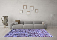 Machine Washable Abstract Blue Contemporary Rug, wshcon707blu