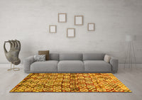 Machine Washable Abstract Yellow Contemporary Rug, wshcon707yw