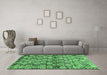 Machine Washable Abstract Emerald Green Contemporary Area Rugs in a Living Room,, wshcon707emgrn