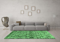 Machine Washable Abstract Emerald Green Contemporary Rug, wshcon707emgrn
