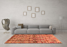 Machine Washable Abstract Orange Contemporary Area Rugs in a Living Room, wshcon707org