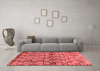 Machine Washable Abstract Red Contemporary Rug, wshcon707red