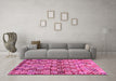 Machine Washable Abstract Pink Contemporary Rug in a Living Room, wshcon707pnk