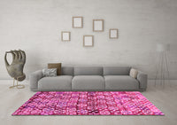 Machine Washable Abstract Pink Contemporary Rug, wshcon707pnk