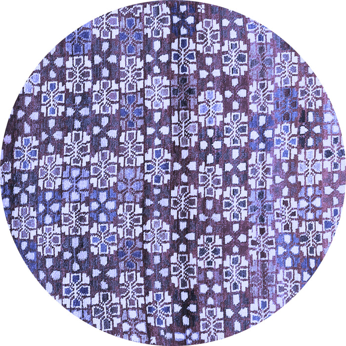 Round Abstract Blue Contemporary Rug, con707blu