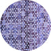 Round Abstract Blue Contemporary Rug, con707blu