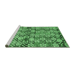 Sideview of Machine Washable Abstract Emerald Green Contemporary Area Rugs, wshcon707emgrn