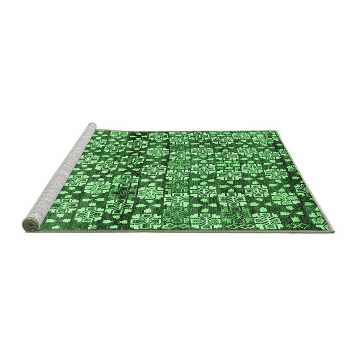 Sideview of Machine Washable Abstract Emerald Green Contemporary Area Rugs, wshcon707emgrn