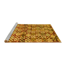 Sideview of Machine Washable Abstract Yellow Contemporary Rug, wshcon707yw