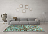 Machine Washable Abstract Light Blue Contemporary Rug, wshcon707lblu