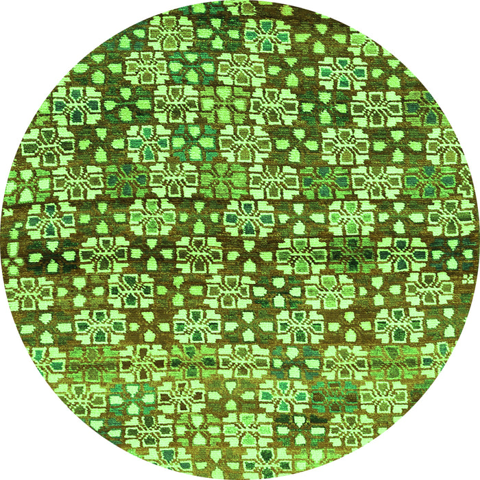 Square Abstract Green Contemporary Rug, con707grn