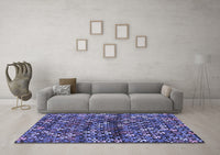 Machine Washable Abstract Blue Contemporary Rug, wshcon708blu
