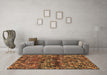 Machine Washable Abstract Brown Contemporary Rug in a Living Room,, wshcon708brn