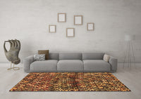 Machine Washable Abstract Brown Contemporary Rug, wshcon708brn