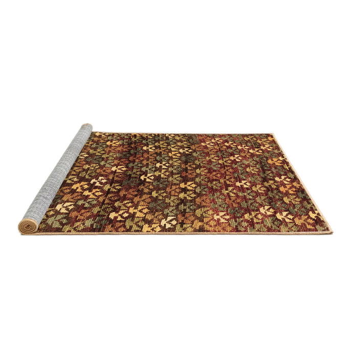 Sideview of Machine Washable Abstract Brown Contemporary Rug, wshcon708brn