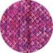 Round Abstract Pink Contemporary Rug, con708pnk