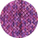 Round Abstract Purple Contemporary Rug, con708pur