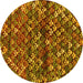 Round Abstract Yellow Contemporary Rug, con708yw