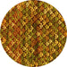Round Machine Washable Abstract Yellow Contemporary Rug, wshcon708yw