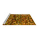 Sideview of Machine Washable Abstract Yellow Contemporary Rug, wshcon708yw