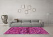 Machine Washable Abstract Pink Contemporary Rug in a Living Room, wshcon708pnk