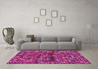 Machine Washable Abstract Pink Contemporary Rug, wshcon708pnk