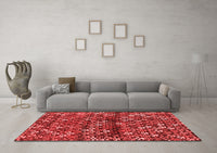 Machine Washable Abstract Red Contemporary Rug, wshcon708red