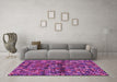 Machine Washable Abstract Purple Contemporary Area Rugs in a Living Room, wshcon708pur